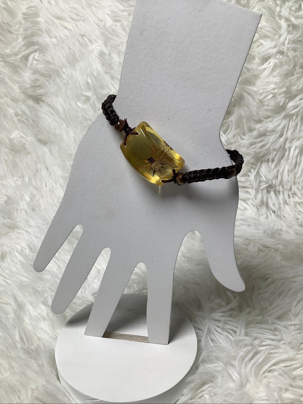Real Spiny Spider Orb Weaver Insect Specimen Resin Cord Bracelet Goth A5-28